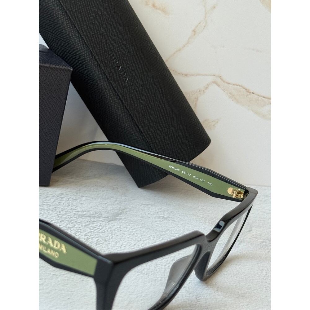 NEW Prada PR D05V Black Green Rectangular Eyeglasses Frames - Picture 7 of 7